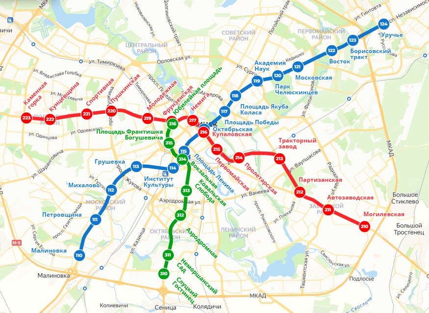 明斯克地铁高清线路图